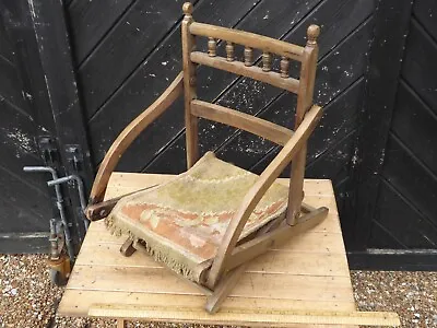 Antique Victorian Era Folding Childs Chair / Childs Wooden Deck /Campaign Chair • $25.25