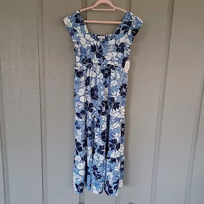 Harlow And Rose Floral Maxi Dress Size L Women Smocked Tiered Elastic Waist Boho • $20