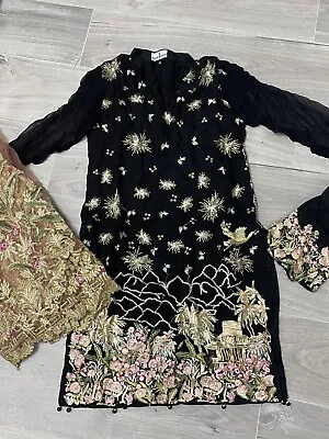 £55 • Buy Asim Jofa Black And Pink Suit Shalwar Kameez Size M