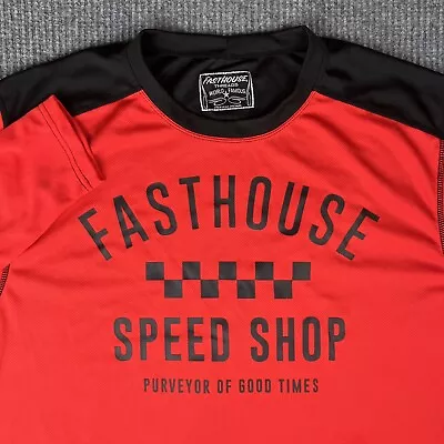 Fasthouse Motocross Jersey Mens 2XL Red Black Speed Shop Good Times Checkers *ds • $17.17