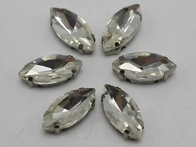 20 Silver Crystal Glass Horse Eye Rhinestones Rose Montees 7X15mm Sew On Beads • $2.98