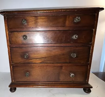 FINE Antique Miniature Mahogany 4 Drawer Wood Chest Drawers 1850 BOSTON Sandwich • $559.20