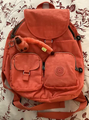 Kipling Lovebug  Small Backpack Peach W/Monkey Keychain • $45