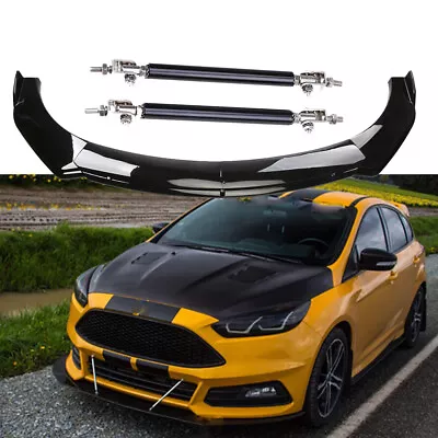 For Ford Focus ST RS SE MK3 MK4 Front Bumper Lip Splitter Spoiler W/ Strut Rods • $70.99