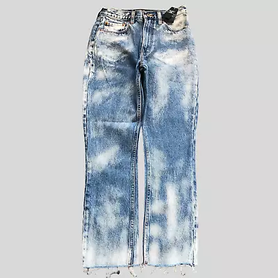 Abercrombie & Fitch High Rise Jeans Size 25/26 Distressed Straight Leg Acid Wash • £14.29