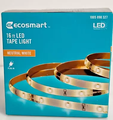 EcoSmart 16 Ft. Indoor Neutral White LED Strip Light 1005 890 327 • $13.99