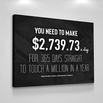 A Million In A Year Office Decor Wall Art Motivational 1 Million Dollars Sign  • $49.95