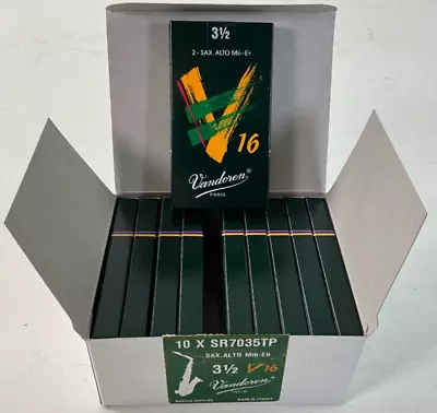 Vandoren Alto Sax V16 Reeds Strength 3.5 Box Of 10 SR7035TP NEW 20 Total • $25