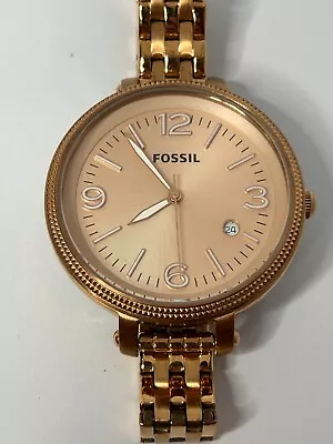 Working Ladies Rose Gold Fossil Heather ES3130 Quartz Watch ET • $46