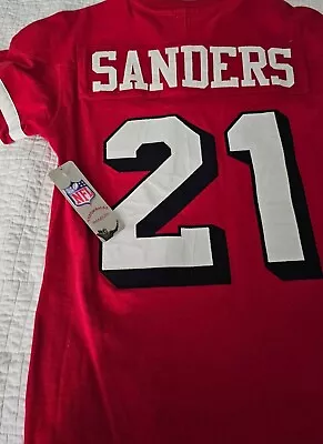 Mitchell Ness 49ers Deion Sanders Longsleeve Sweater Jersey Red 21 Size Small • $125
