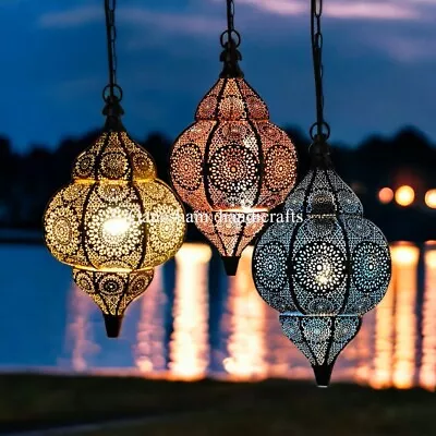 3Pc Modern Turkish Hanging Lamps Handmade Moroccan Ceiling Lights Home Lantern • $224.99