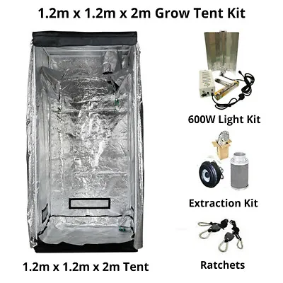 Grow Tent Kit 1.2M X 1.2M X 2.35M 25mm Poles Grow Tent Lights & Extraction • £199.99