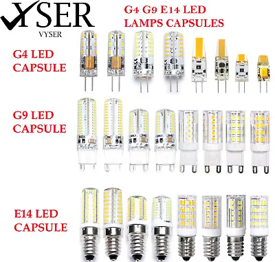 VYSER G4 G9 E14 LED Light Capsule Bulbs Replace Halogen Lamp Energy Saving AC/DC • £1.99