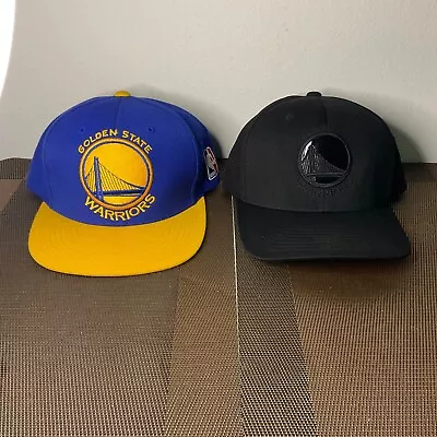 Lot Of (2) Mens Golden State Warriors Mitchell & Ness Snapback Hats Black Blue • $19.95