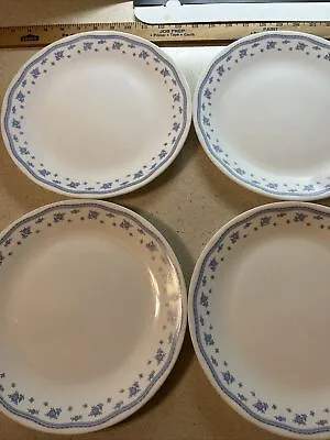 Corning Corelle Morning Blue 10 1/4  Round Dinner Plates Vintage Floral Lot Of 4 • $16