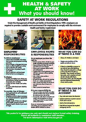 £6 • Buy Health And Safety AT WORK A2 POSTER / SIGN Ref HS106 420 X 594mm