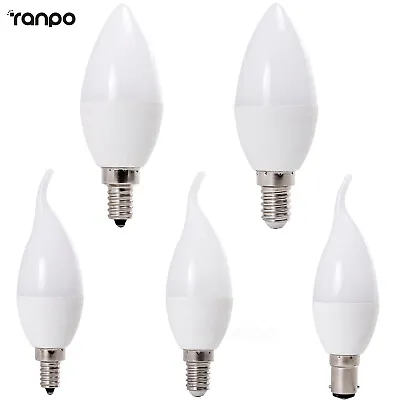 5W Dimmable LED Candle Light Bulbs Flame Chandelier White Lamps E14 E12 B15 220V • £1.80