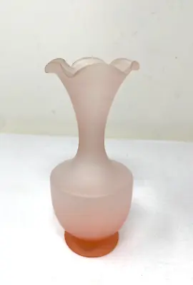 Vintage Lefton Small Pink Frosted Glass Vase 6  • $12