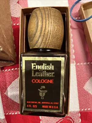 Vtg “Mem Co  English Leather Cologne LARGE  4 FL OZ FULL BOTTLE NIB • $89.99