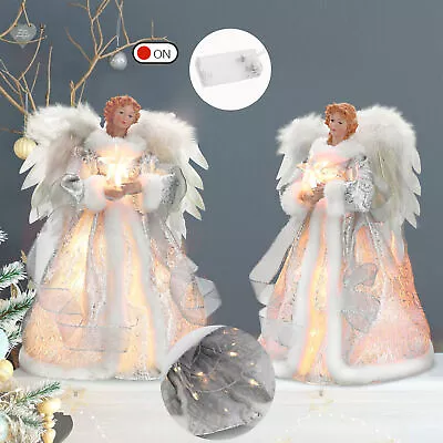 Christmas Tree Topper Angel W/ Stars Lamp Fairy Xmas Tree Top Ornament 31cm AU • $3.79