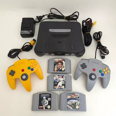 VGC! Genuine Nintendo 64 N64 Console 2x Controllers 4x Games GoldenEye PAL AUS • $299