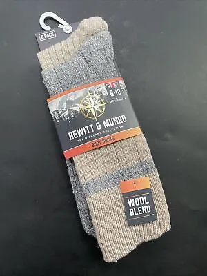 Boot Socks Mens Hewitt & Munro Highland Collection Wool Blend Size 8-12 2 Pack • $15.99