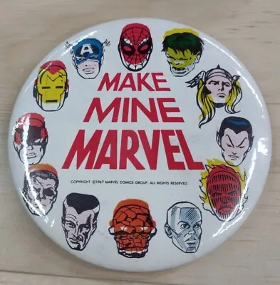 1967 Vintage Make Mine MARVEL Merry Marvel Marching Society Pin Button Rare MMMS • $74.62