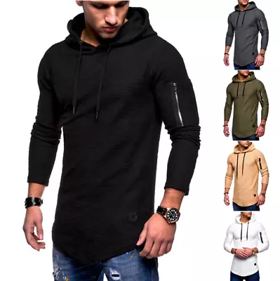 New Men's Slim Fit Hoodie Long Sleeve Muscle Tee T-shirt Casual Tops Blouse • $29.40