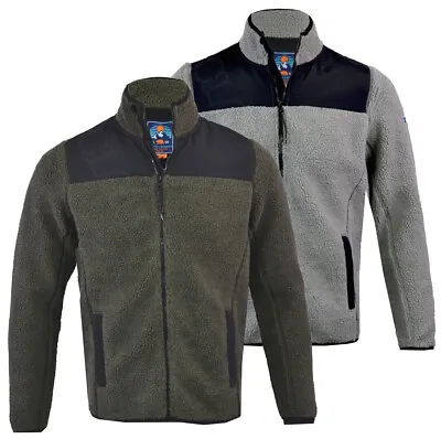 Men's Fishing Fleece Heavy Weight Macaroni Collared Full Zip Jacket Top S-XXL • $34.09
