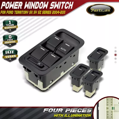 Master And 3 Single Window Switches For Ford Territory SX SY Illuminated Black • $34.50
