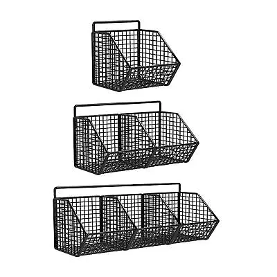 Metal Wire Basket Wall Holder Wall Storage Basket Organizer Shelf For Fruit • £9.85
