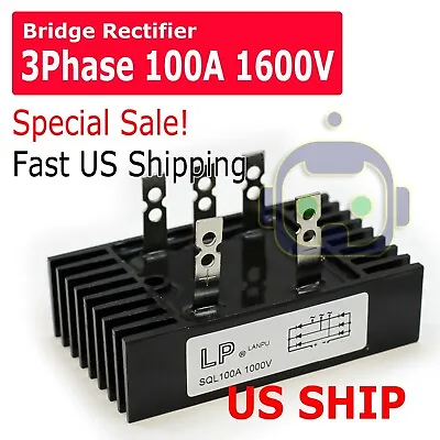 Amico SQL 100A Amp 1000V 3 Phase Diode Metal Case Bridge Rectifier TS • $11.49