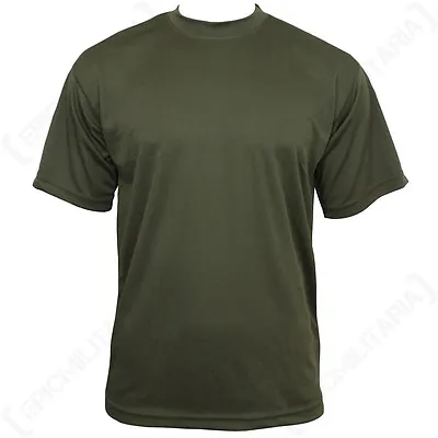 QUICKDRY OLIVE GREEN T-SHIRT - All Sizes - Poly- Top Military Wear - Durable • £14.95