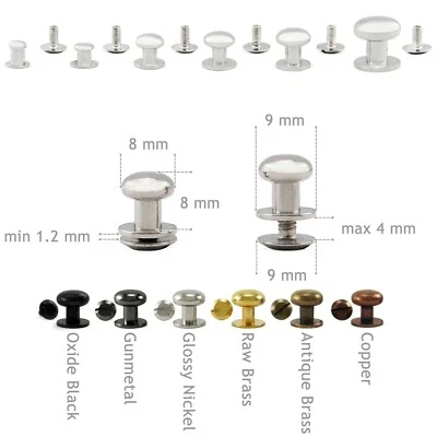 £4.59 • Buy Sam Brown Button Screw Studs Round Head Browne Monk Rivets  5 8 9 10 13 Mm