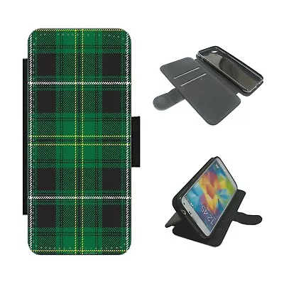 Green Tartan Phone Case Flip Wallet For IPhone / Samsung Scottish Scotland Kilt • £9.99