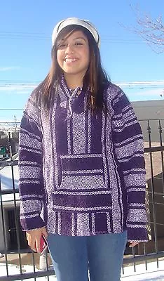 #500 Baja Hoodie Original Mexican Drug Rug 100% Recycled Fibers Purple Jacket • $22.20