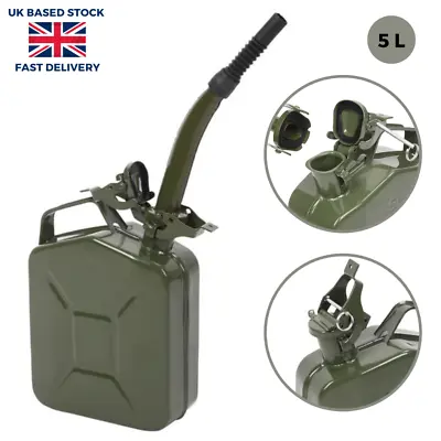 5L Jerry Can Fuel Oil Petrol Diesel Storage Container Vintage Green With Spout • $18.93