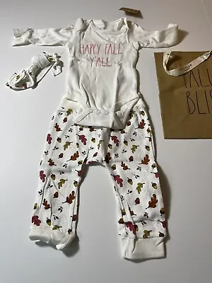 Rae Dunn Baby Girl 3 Piece Set Shirt  Pants & Head Piece 6-9M Fall Thanksgiving • $12.99