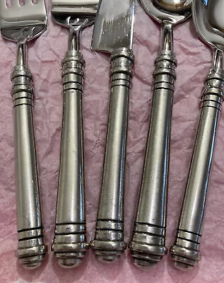 $79 • Buy Pottery Barn * PEWTER * 5 Piece Place Set Flatware Excnt Cond More Available
