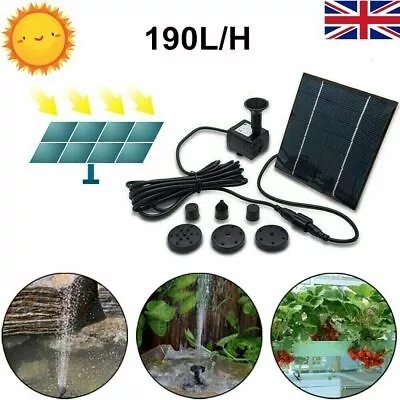 Solar Panel Powered Water Feature Pump Garden For Pool Pond Aquarium Fountain UK • £9.99