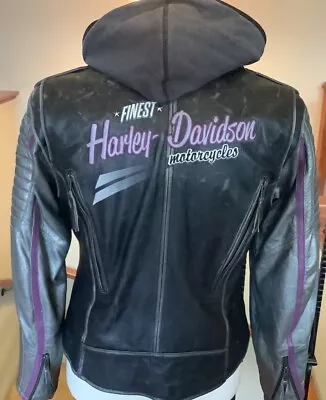 HARLEY DAVIDSON Women’s 1W (2XL) Vented Leather Jacket W/ Snap-Out Hoodie Liner • $195