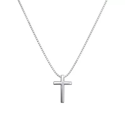 Cross Pendant Necklace Sterling Silver Plated For Men Women Box Chain • $4.95