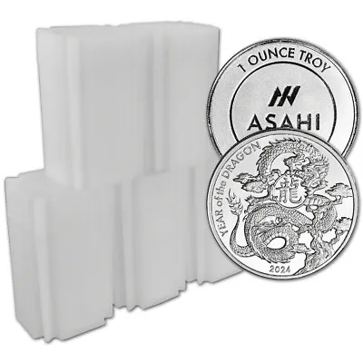 100 Pc 1 Oz Silver Round Asahi 2024 Lunar Year Of The Dragon .999 5 Tubes Of 20 • $2638.05