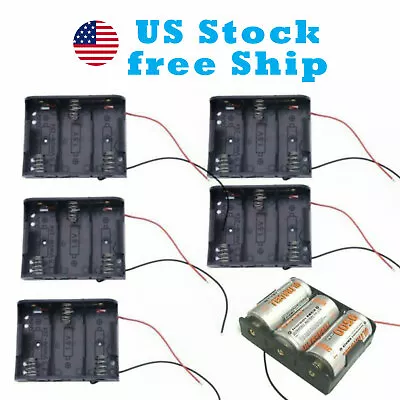 5pcs 3x Size C Battery Holder Case Box With Wire R14 Clip US Stock Free Ship • $9.91