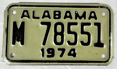 Vintage 1974 Alabama Motorcycle License Plate Tag • $25