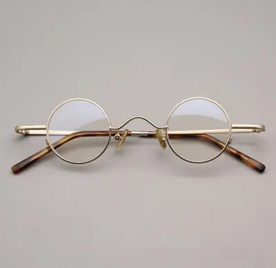 Classic Retro Small Round Spectacles Glasses Vintage Gold Eyeglass Frames Unisex • $19.99