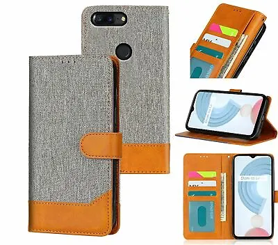 $6.95 • Buy OnePlus 5T Pu Leather Wallet Case Denim Finish Combined