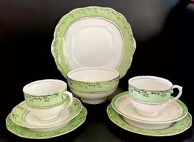 Salisbury Green Gold Part Tea Set For 2 Made In England • $59