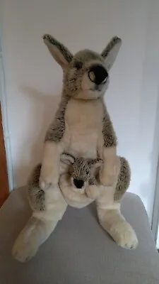 Large Plush Russ Berrie Toy Kangaroo & Baby-Yomiko Classics-Excellent Condition • £17