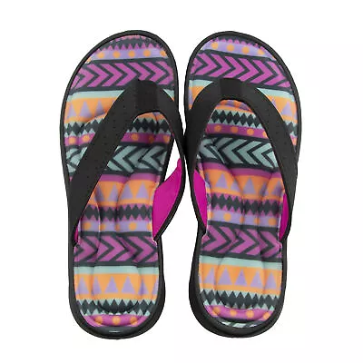 Canyon Sky Women's Memory Foam Flip Flop Sandals In Aztec/Black Size 7 • $19.99